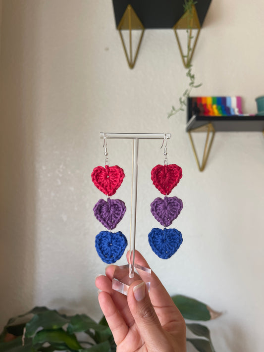 Bisexual Pride Earrings 3-tier