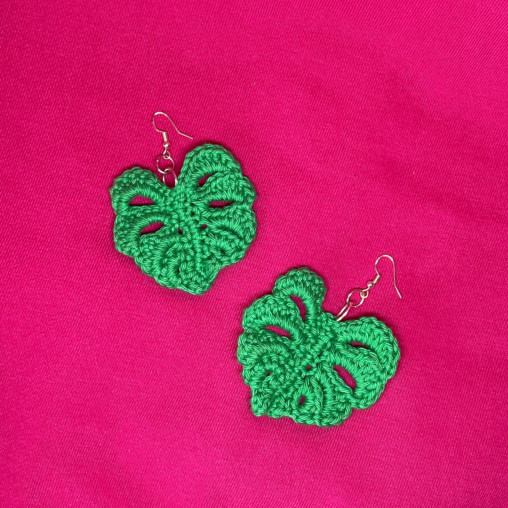crochet monstera leaf earrings Monstera Earrings – Crocheyla