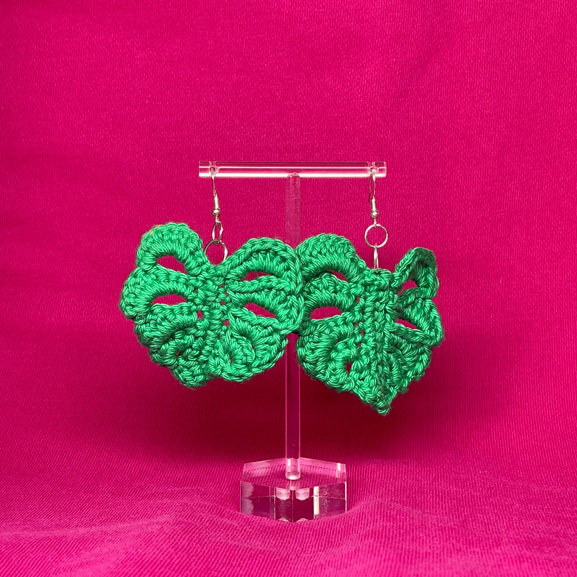 crochet monstera leaf earrings Monstera Earrings – Crocheyla